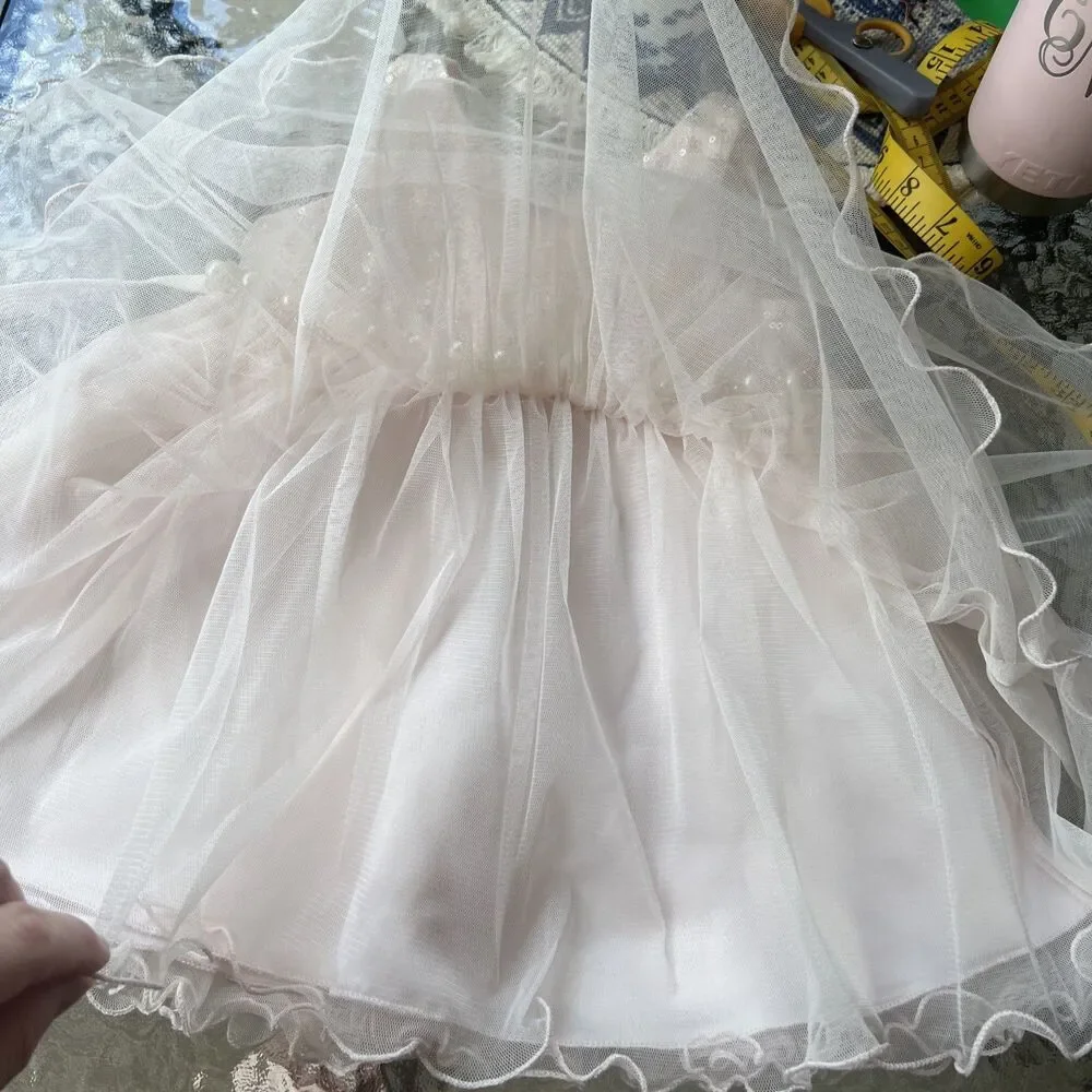 American Princess Elegant Dress Tulle Pearls Formal Occasion Size 18 Months - Picture 11 of 13